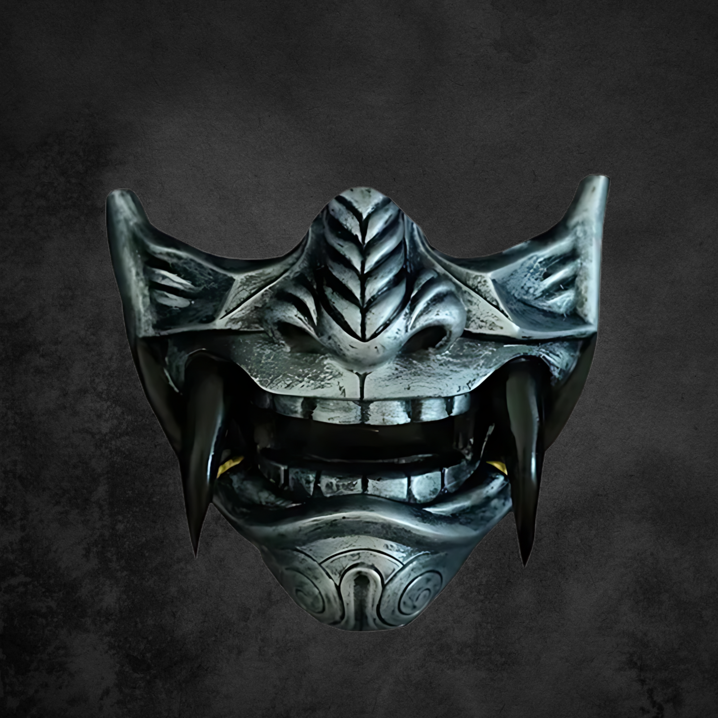 Halbe Oni Maske silber