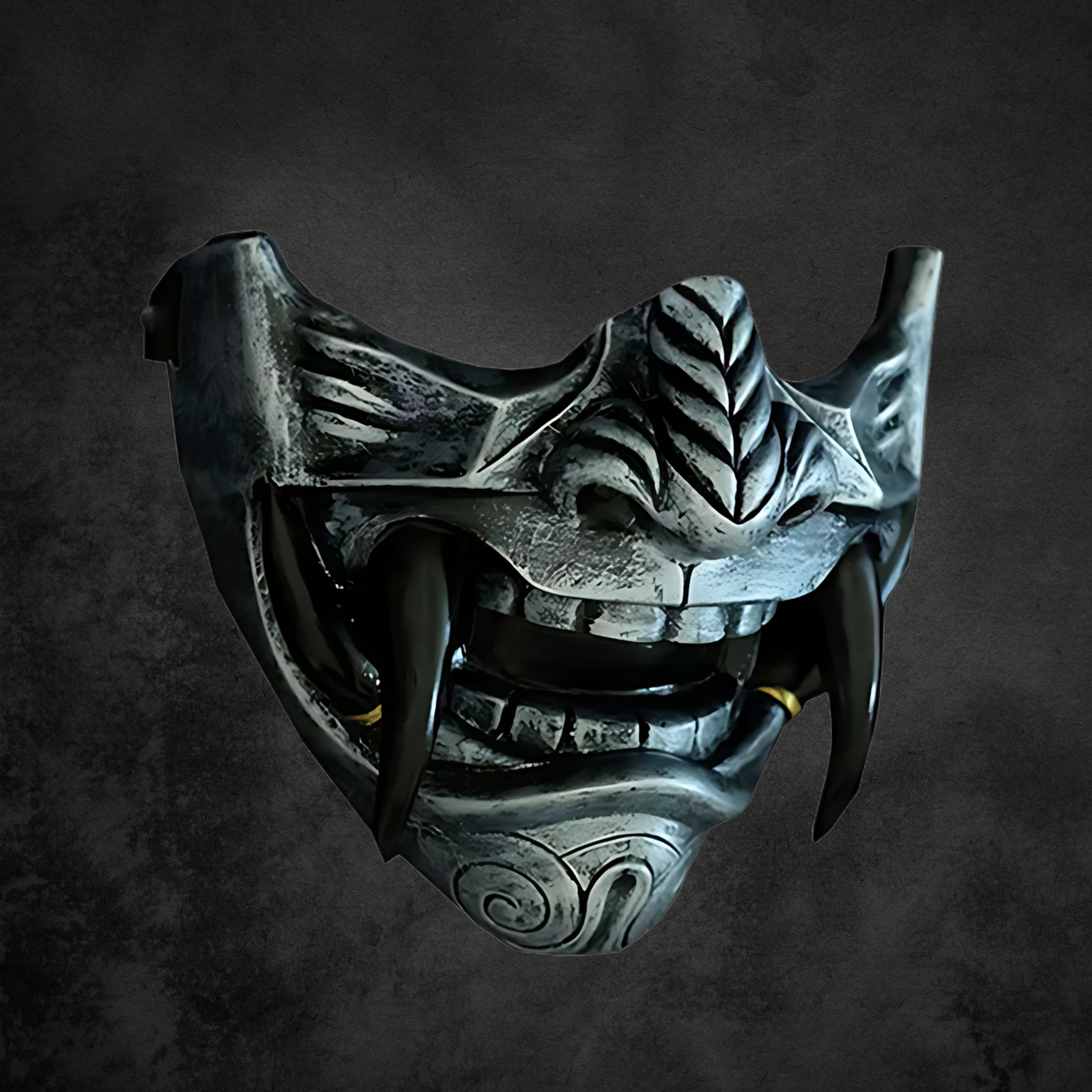 Halbe Oni Maske silber