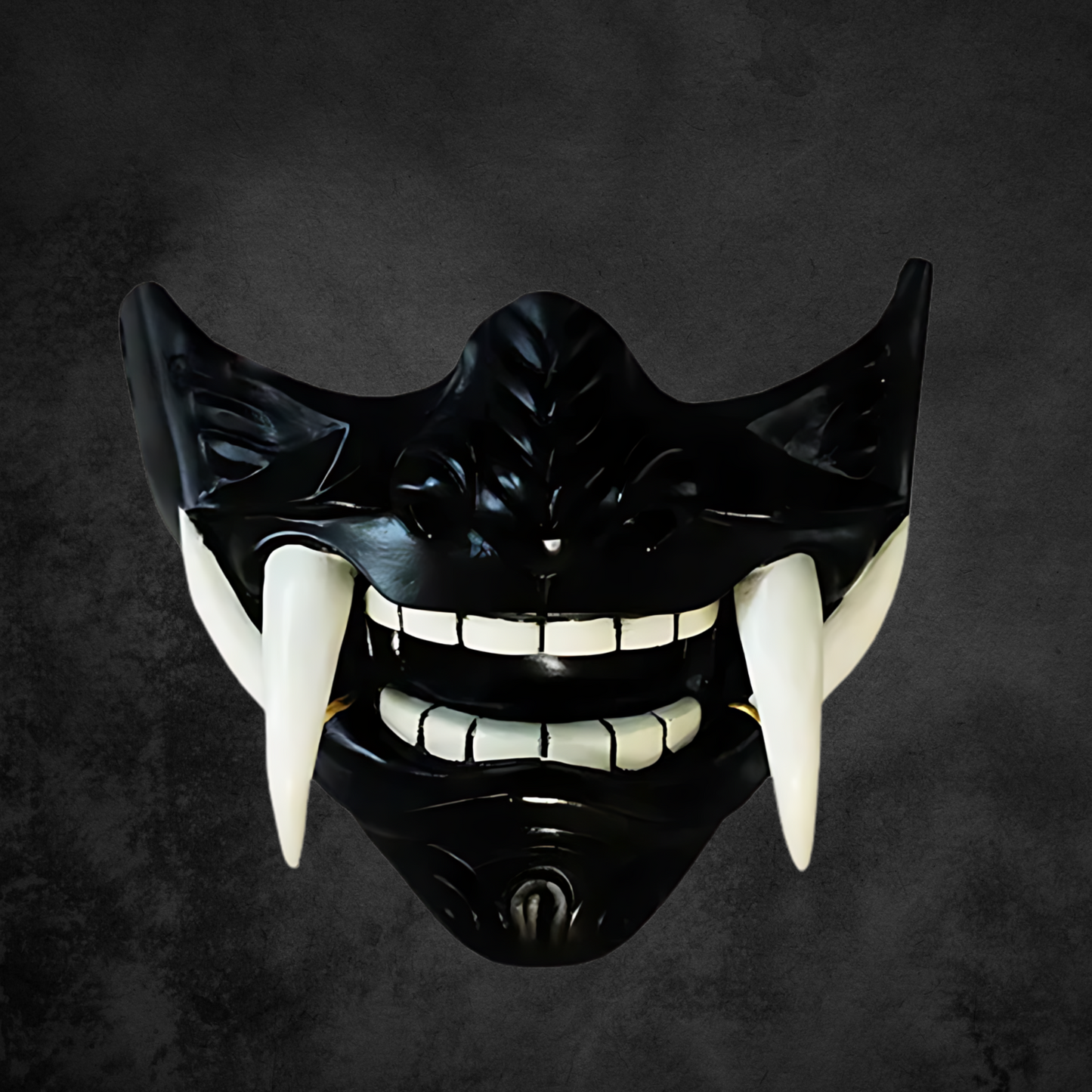 Halbe Oni Maske schwarz