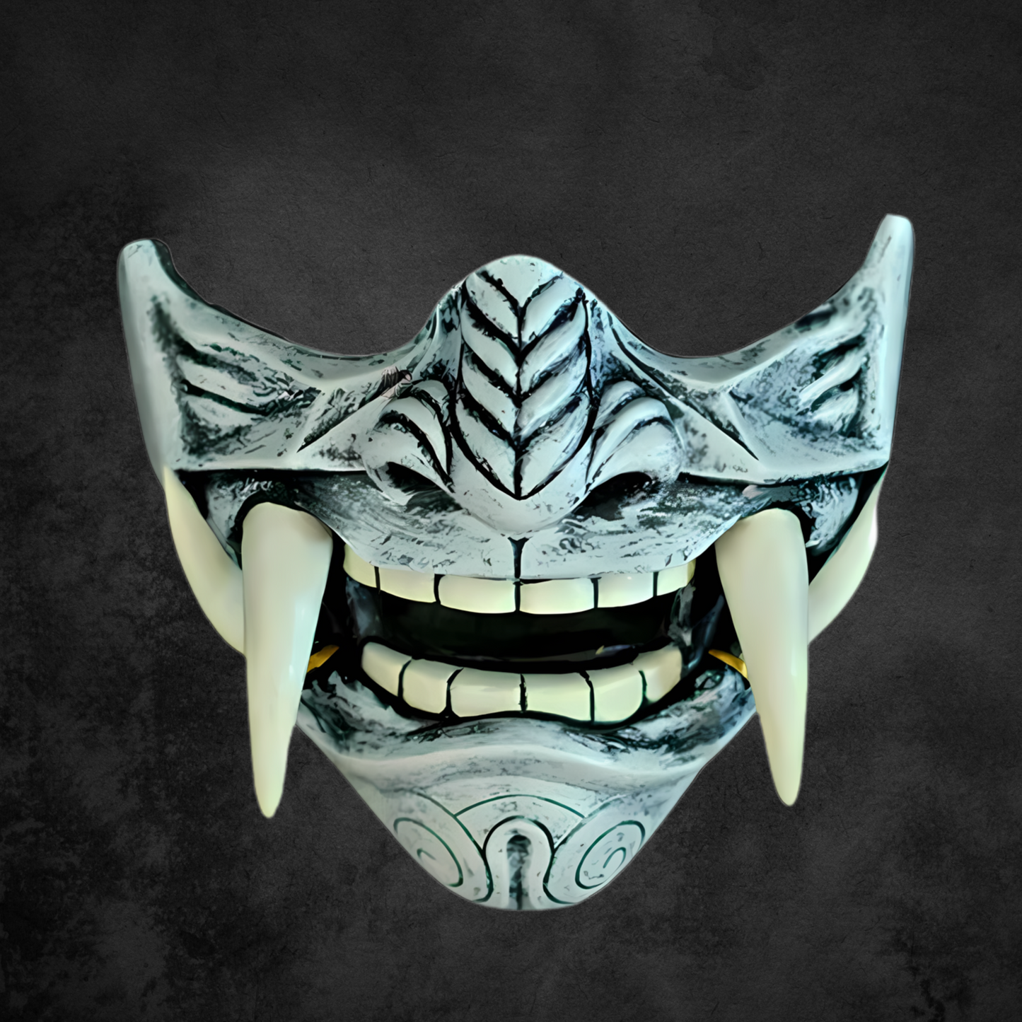 Halbe Oni Maske grau