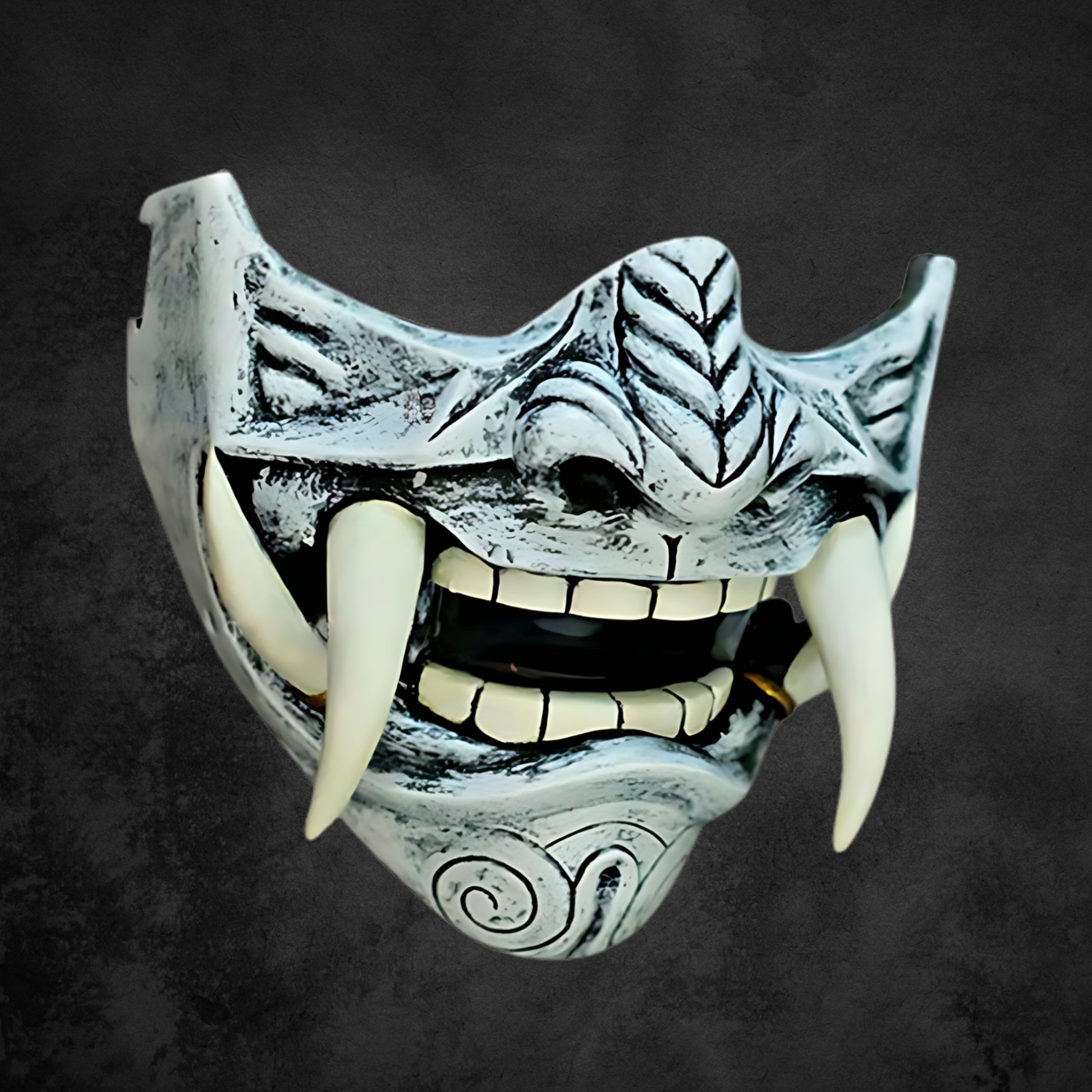 Halbe Oni Maske grau