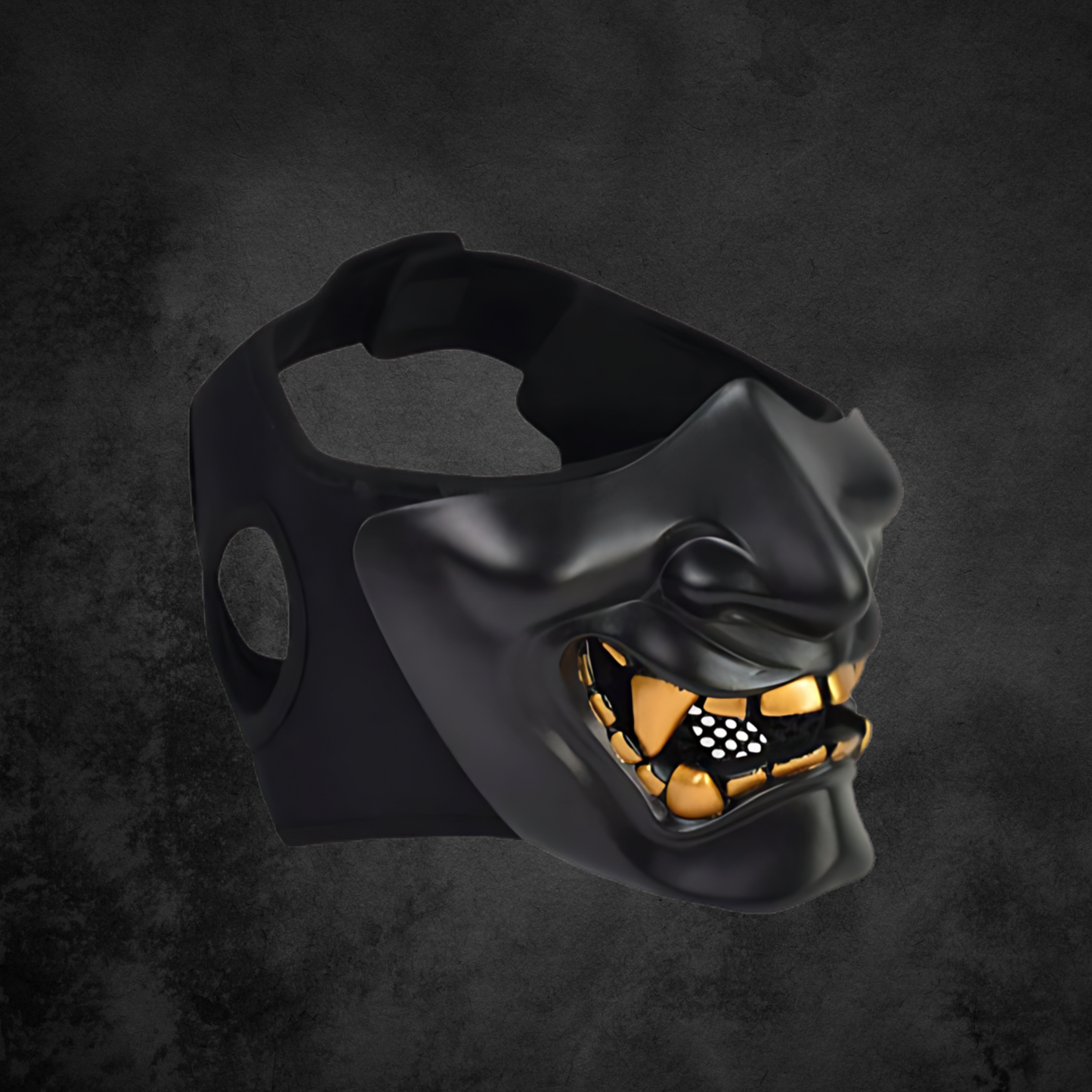 Halbes Oni Maske schwarz